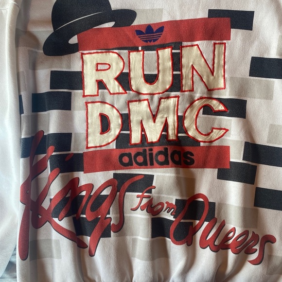 Vintage 1980s Adidas Run DMC Kings From Queens White Crewneck Sweatshirt - Picture 4 of 6